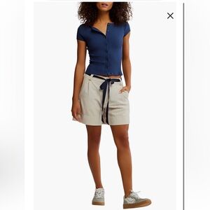 NWOT Free People Perfect Prep Pleated Stripe Shorts size 6